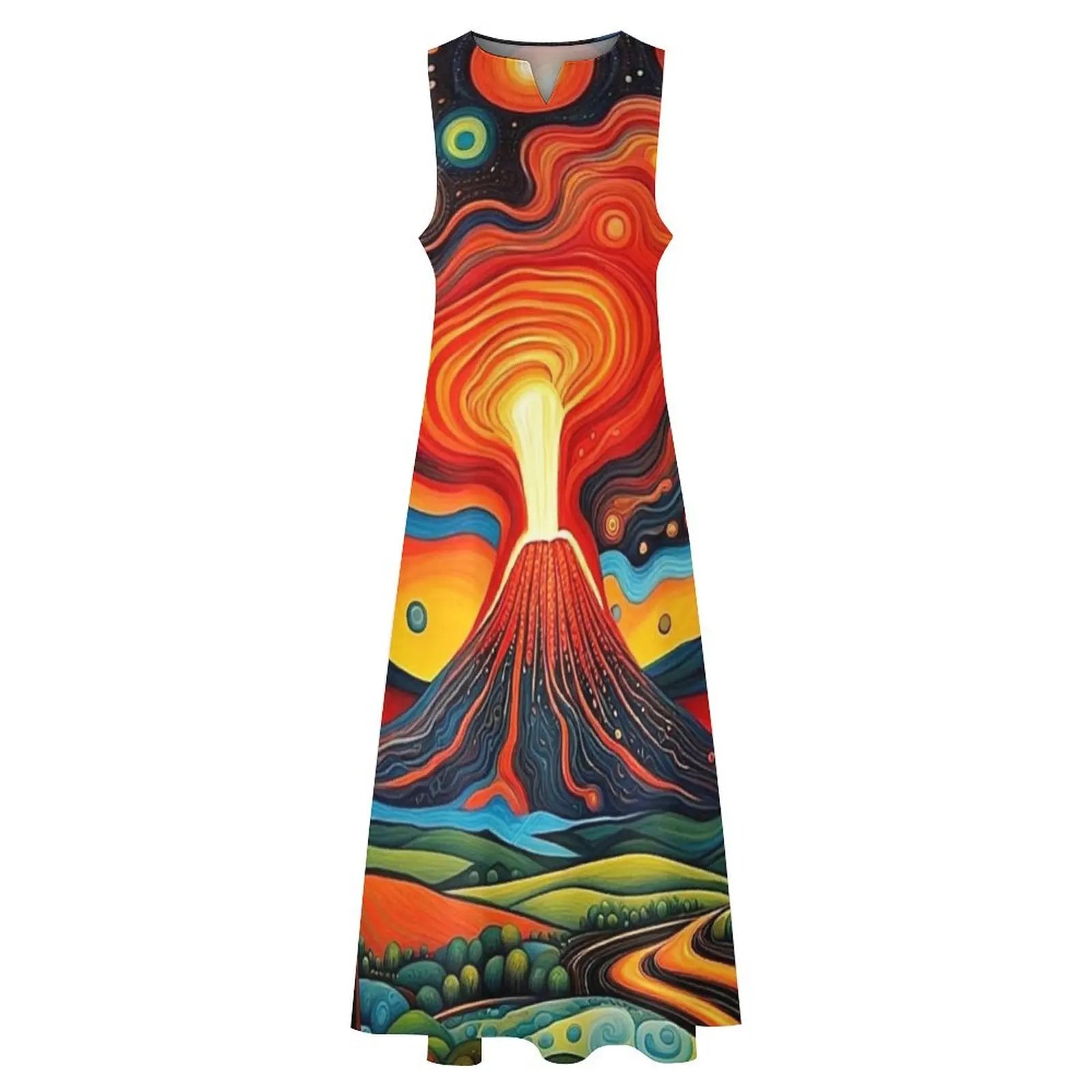 Erupting volcano at night 7 Long Dress Long dress clothes for woman luxury dresses Evening dresses Dress