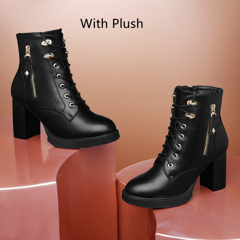 Hturi Lux™ British Style Autumn And Winter Single Boots High Heels Women - Hturilux