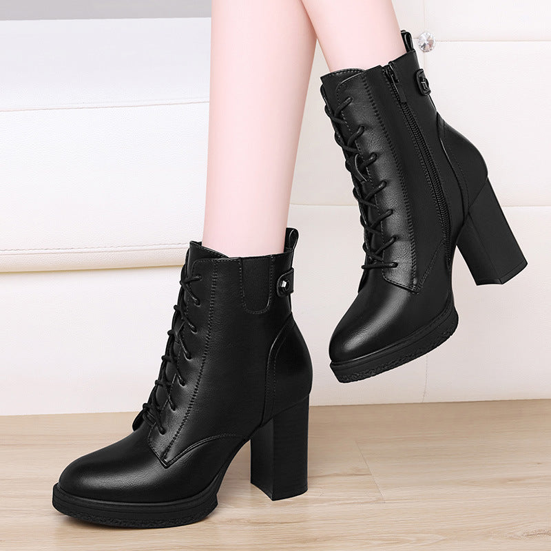 Hturi Lux™ British Style Autumn And Winter Single Boots High Heels Women - Hturilux