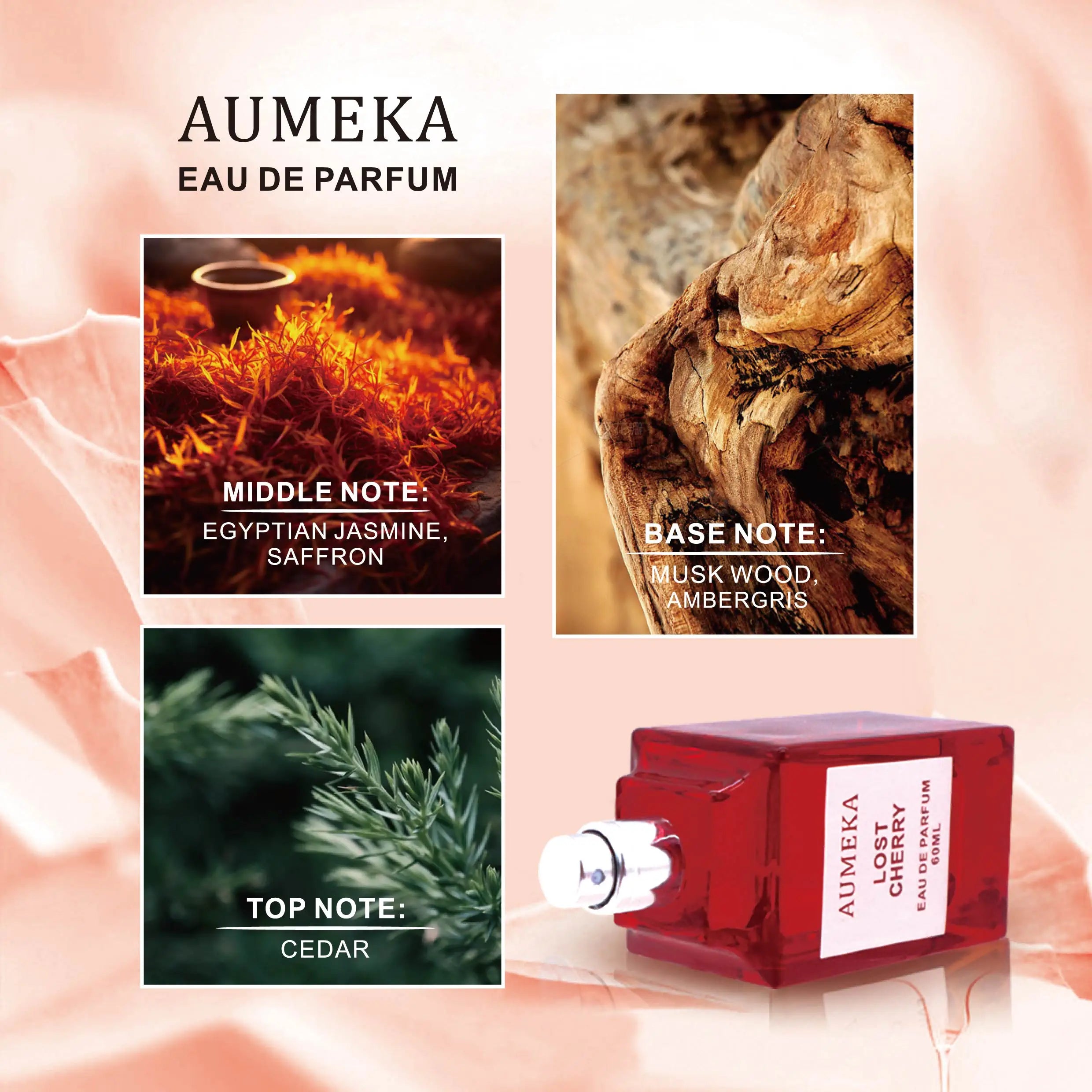 AUMEKA Women Perfume Original Luxury Makeup Lost Cherry Long Lasting Woody Eau De Parfum 60ml AU9888