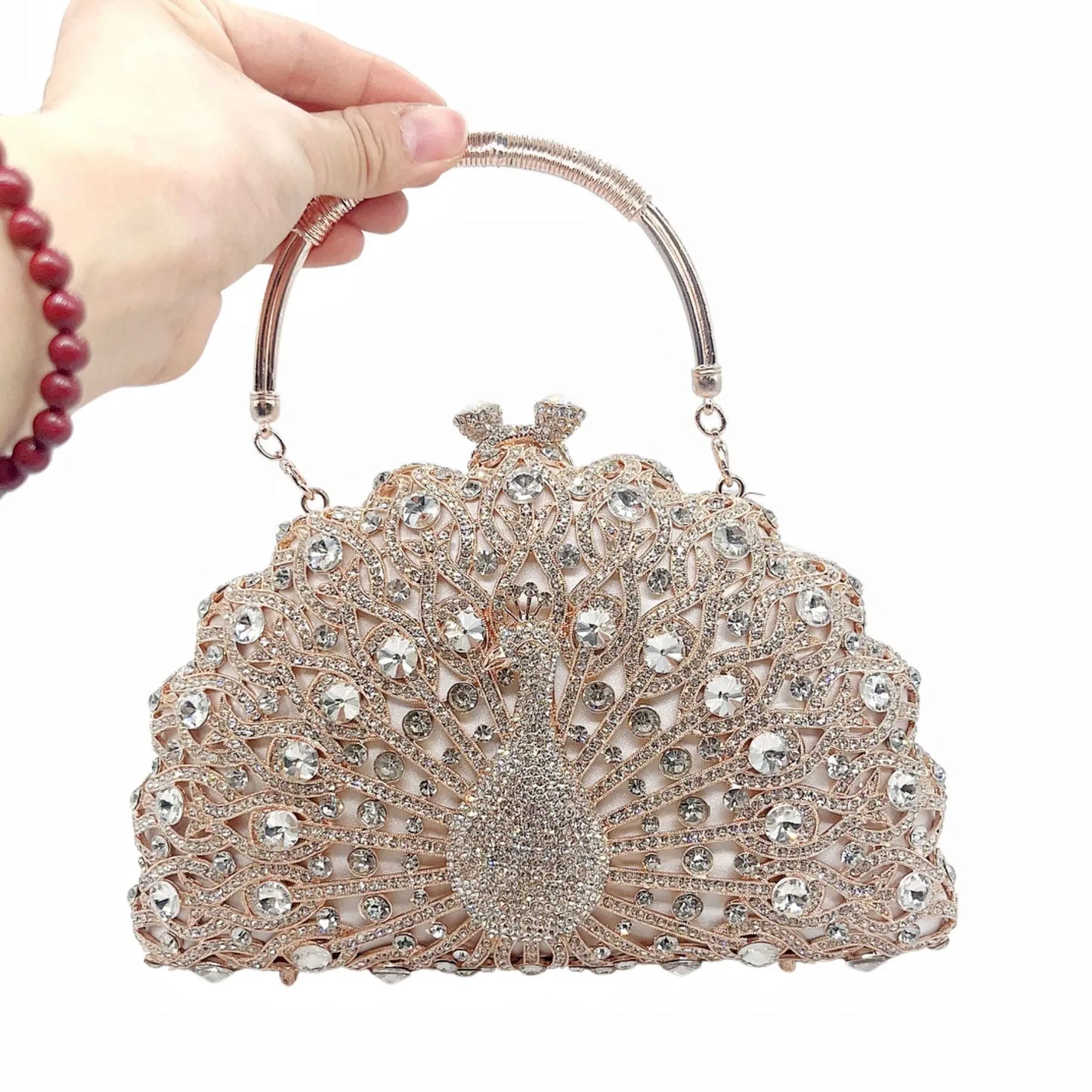 Hturi Lux™ Peacock Diamond Luxury Evening Bag – Designer Crystal Clutch for Women - Hturilux