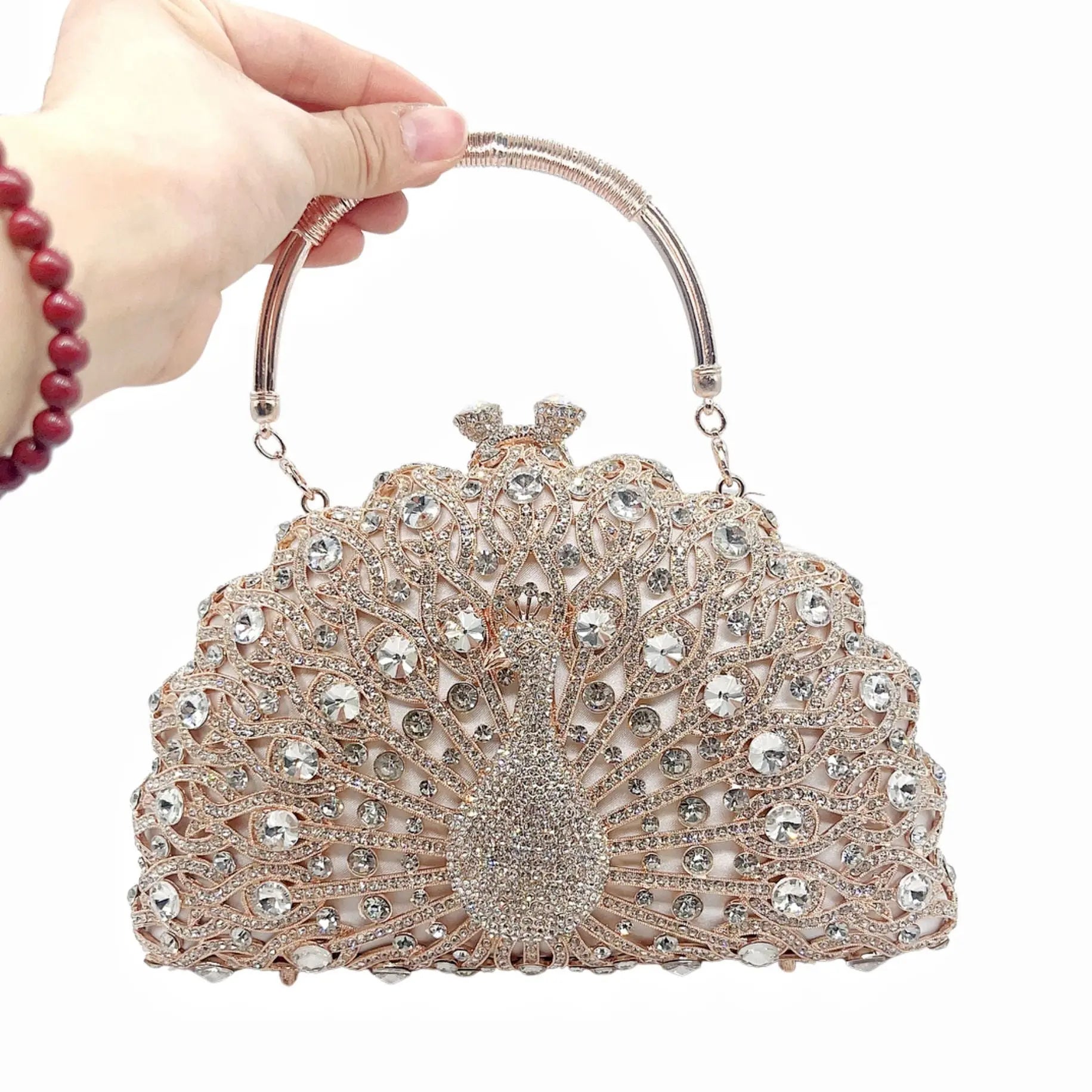 Hturi Lux™ Peacock Diamond Luxury Evening Bag – Designer Crystal Clutch for Women - Hturilux