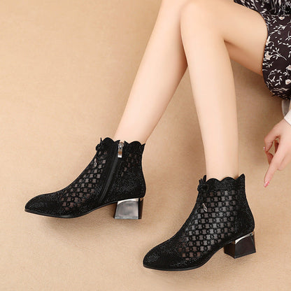 Hturi Lux™ Soft Bottom Cutout Mesh Ankle Boots - Hturilux