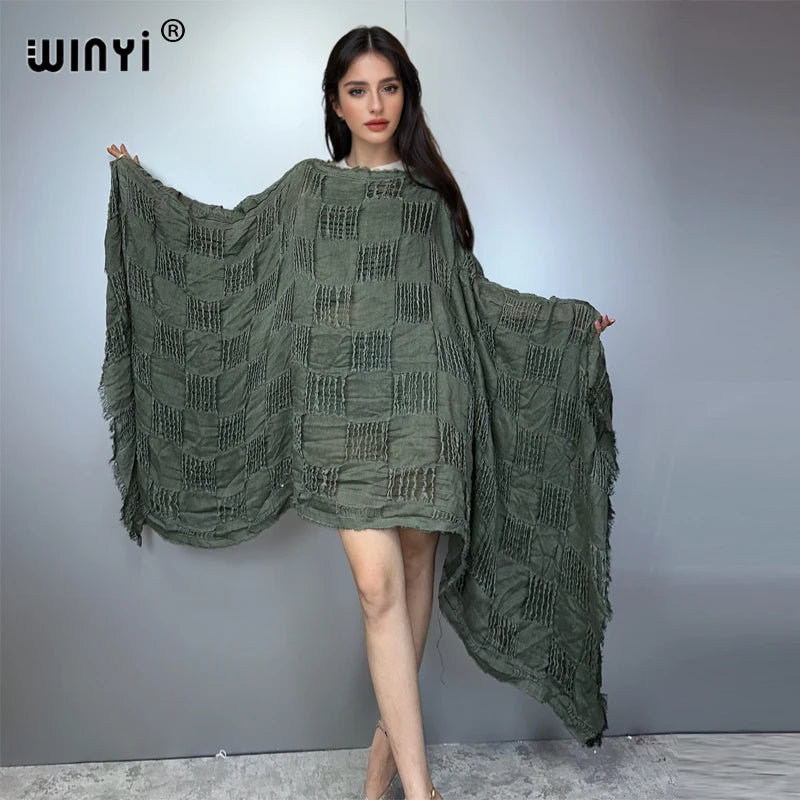 WINYI Make an old Hand dyed dress Beachwear top beach cover up kaftan maxi dresses womens abaya dubai luxury muslim woman
