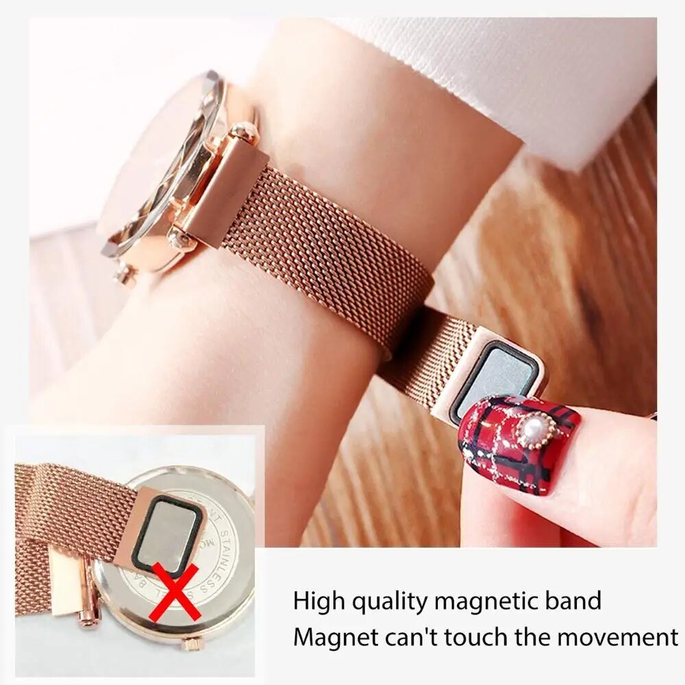 Luxury Women Watches Magnetic Stainless Steel Female Clock Quartz Rotating Wristwatch Fashion Ladies Wrist Watch reloj mujer