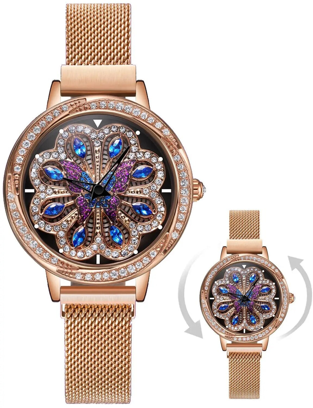 Luxury Women Watches Magnetic Stainless Steel Female Clock Quartz Rotating Wristwatch Fashion Ladies Wrist Watch reloj mujer