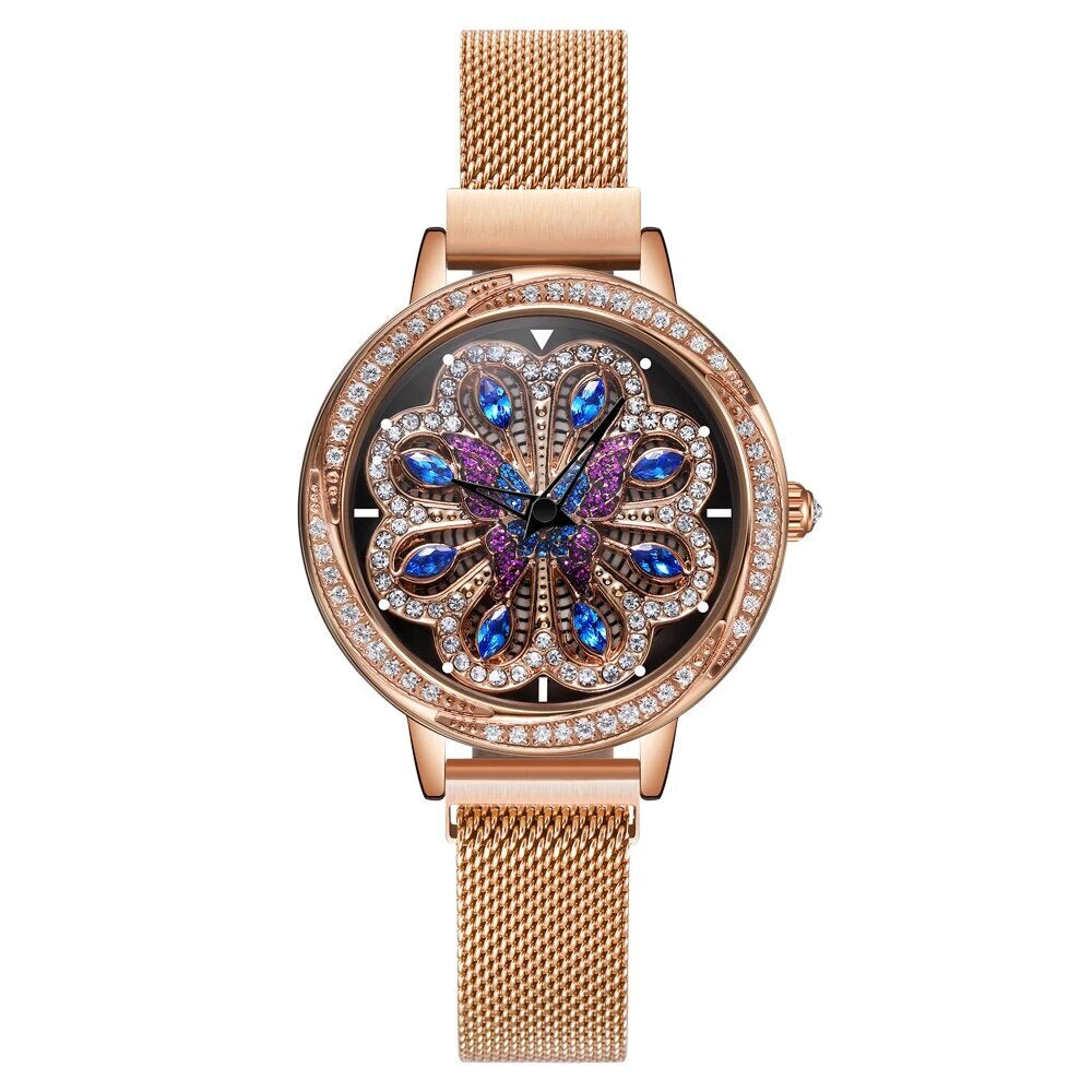 Luxury Women Watches Magnetic Stainless Steel Female Clock Quartz Rotating Wristwatch Fashion Ladies Wrist Watch reloj mujer