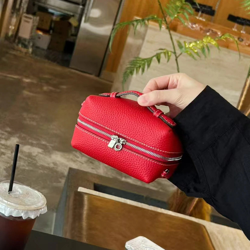 Genuine Leather Mini Women Crossbody Bag Custom Name Luxury Makeup Pouch Clutch Purse New Design Party Female Small Shoulder Bag