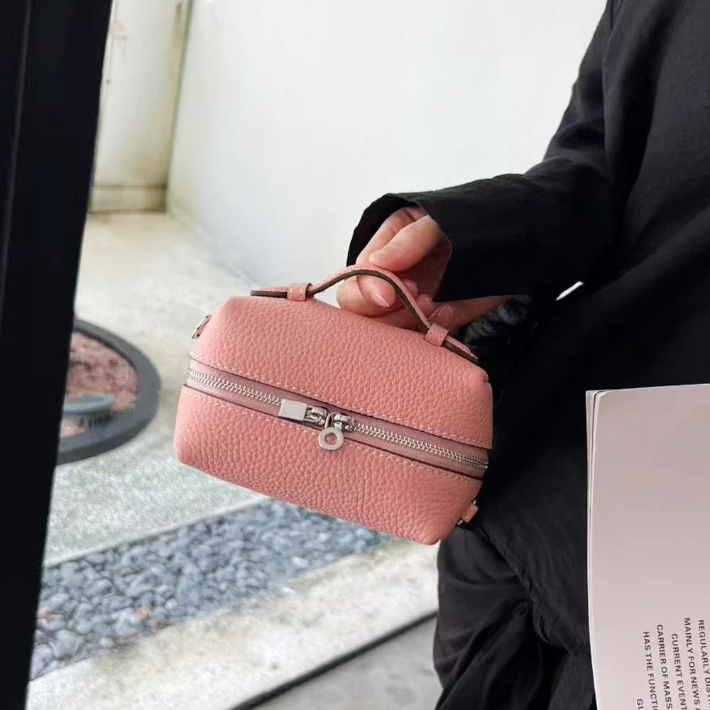 Genuine Leather Mini Women Crossbody Bag Custom Name Luxury Makeup Pouch Clutch Purse New Design Party Female Small Shoulder Bag