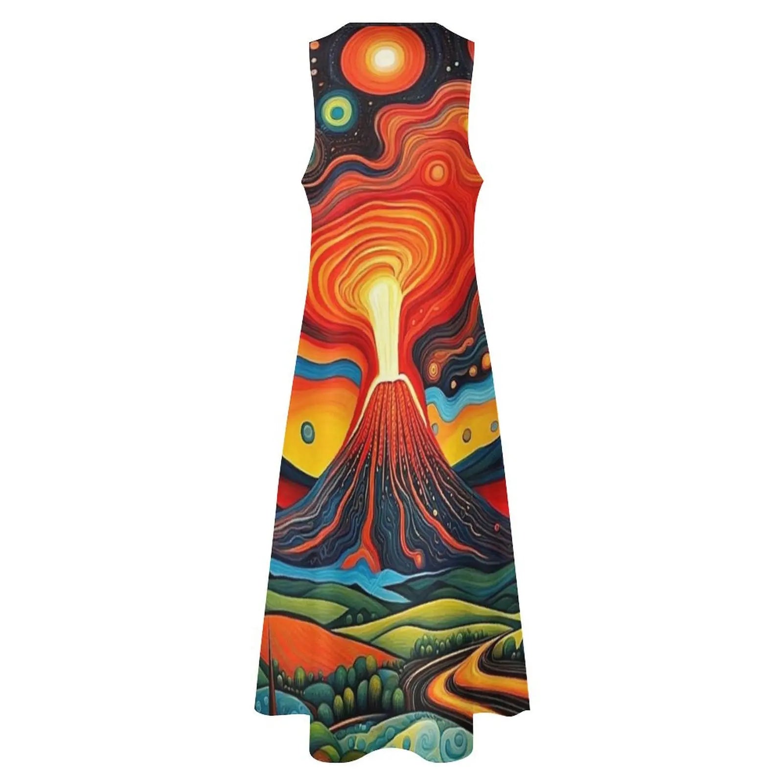 Erupting volcano at night 7 Long Dress Long dress clothes for woman luxury dresses Evening dresses Dress