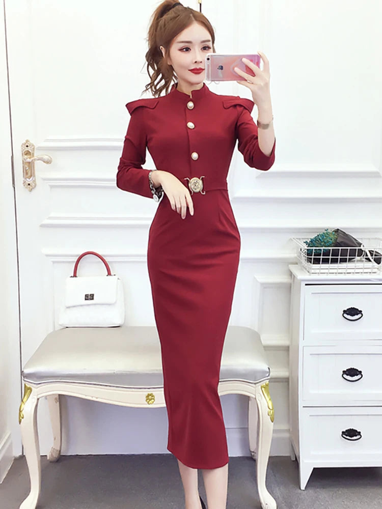 Autumn Winter Black Bodycon International Dress Women Korean Vintage Hepburn Prom Clothes 2025 Elegant Luxury Party Night Dress