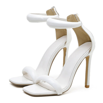 Hturi Lux™ Open Toe Plus Size European And American Back Zipper Bag With Buckle Stiletto Sandals - Hturilux