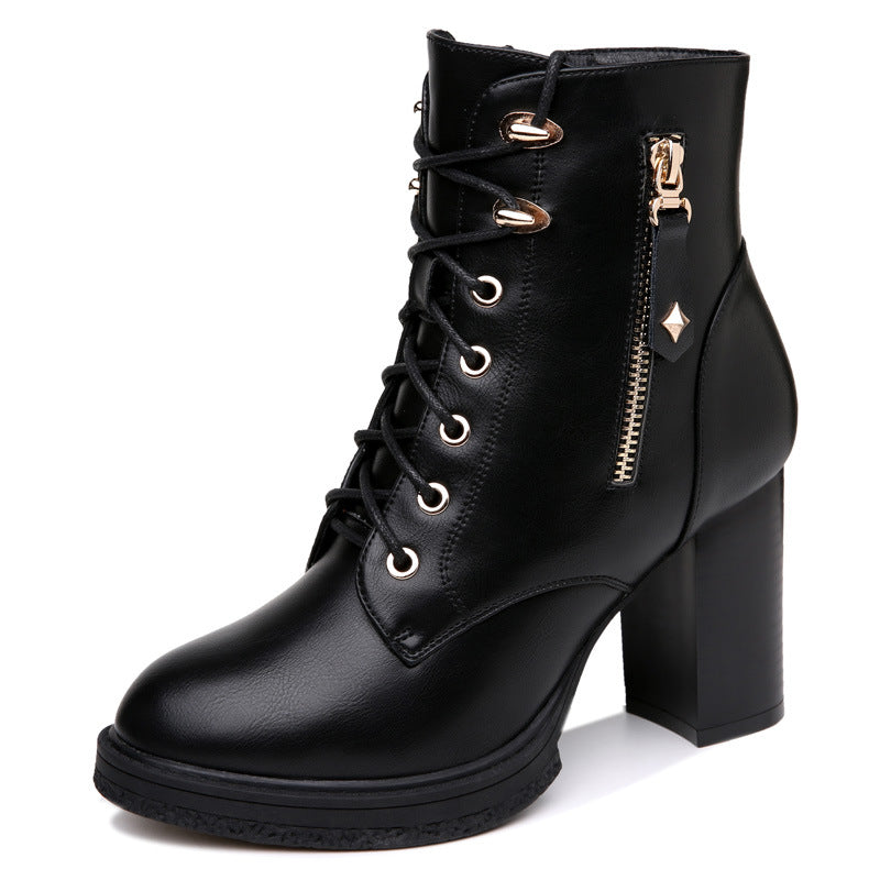 Hturi Lux™ British Style Autumn And Winter Single Boots High Heels Women - Hturilux