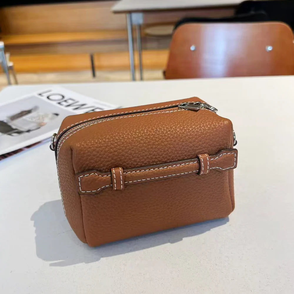 Genuine Leather Mini Women Crossbody Bag Custom Name Luxury Makeup Pouch Clutch Purse New Design Party Female Small Shoulder Bag