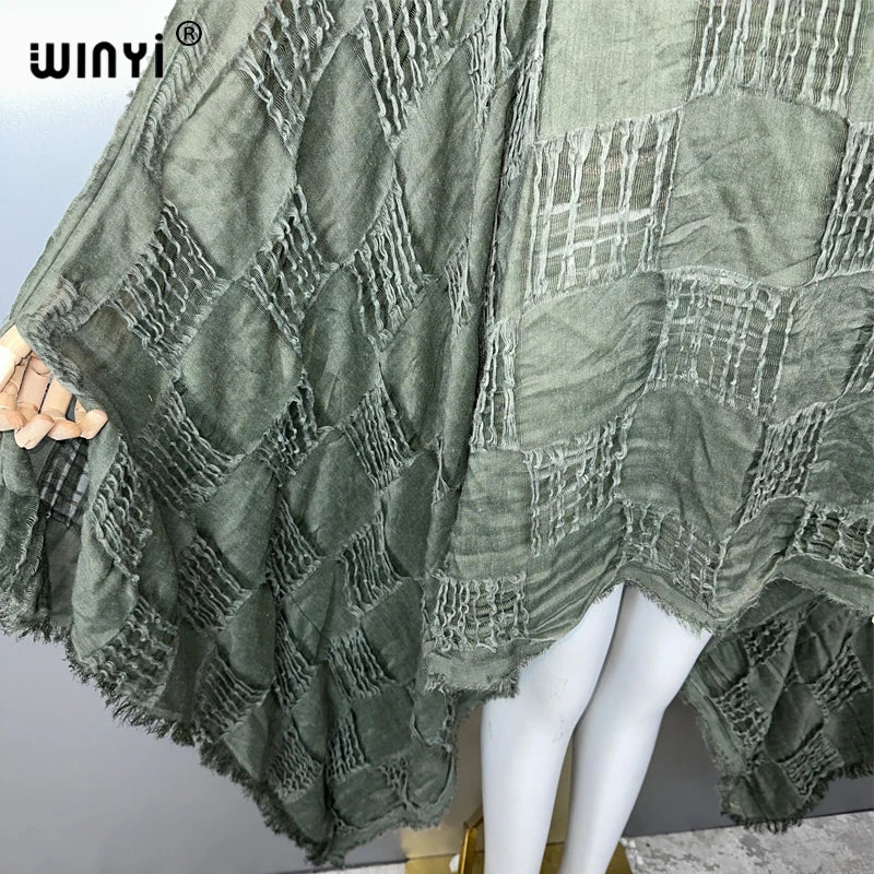 WINYI Make an old Hand dyed dress Beachwear top beach cover up kaftan maxi dresses womens abaya dubai luxury muslim woman