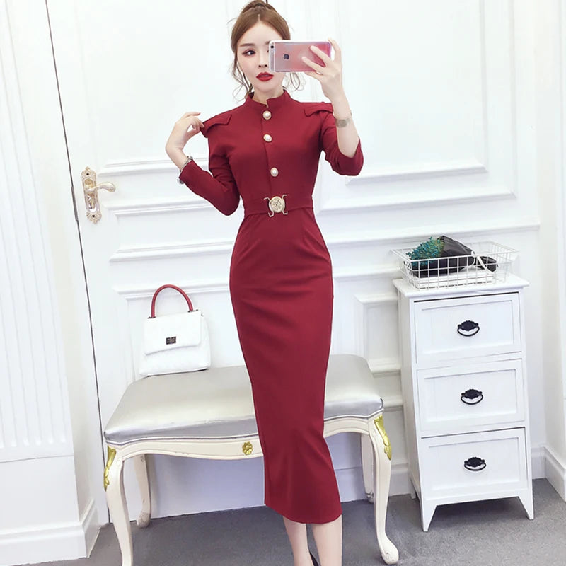 Autumn Winter Black Bodycon International Dress Women Korean Vintage Hepburn Prom Clothes 2025 Elegant Luxury Party Night Dress