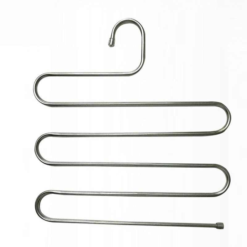 5 layers Stainless Steel Clothes Hangers S Shape Pants Storage Hangers Clothes Storage Rack Multilayer Storage Cloth Hanger-2