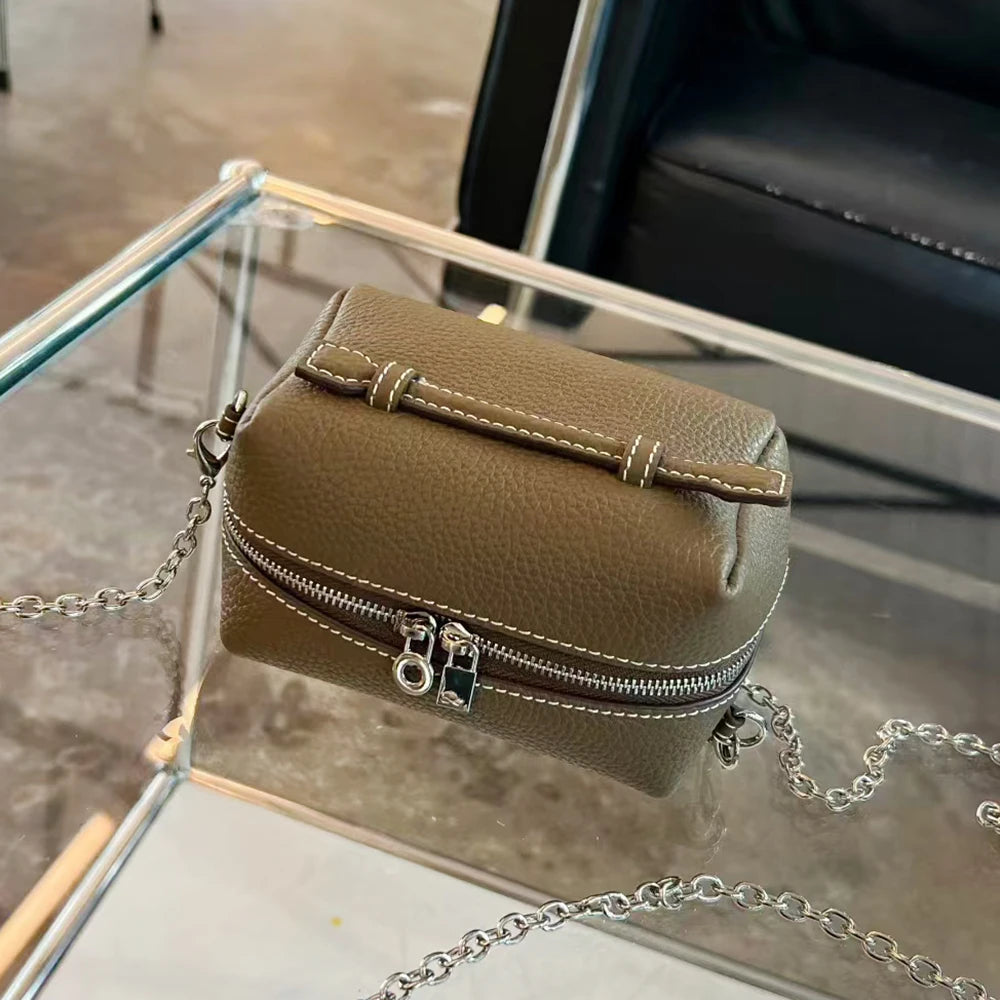 Genuine Leather Mini Women Crossbody Bag Custom Name Luxury Makeup Pouch Clutch Purse New Design Party Female Small Shoulder Bag