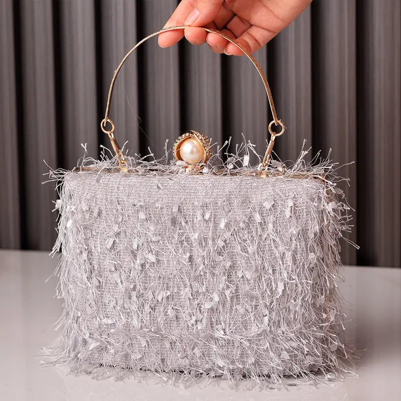 Hturi Lux™ Evening Tassel Handbag – Luxury Designer Square Crossbody Party & Dress Bag - Hturilux