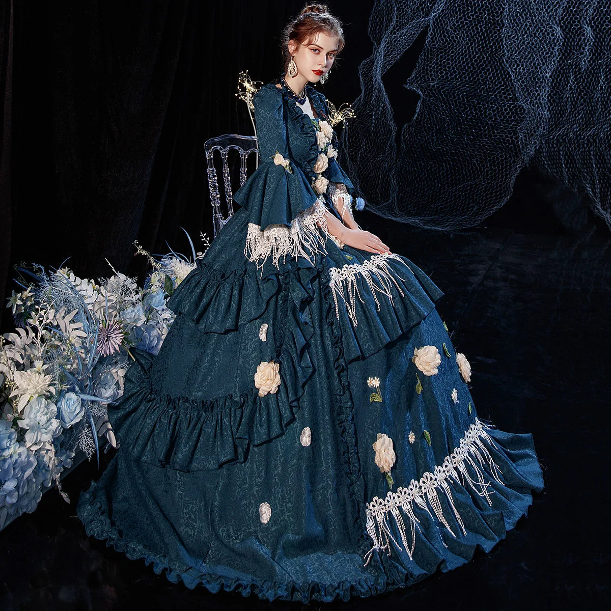 Luxury European Princess Dress French Court Stage Performance Retro Makeup Sissi Princess Replica Oil Painting Costume Robe Fête