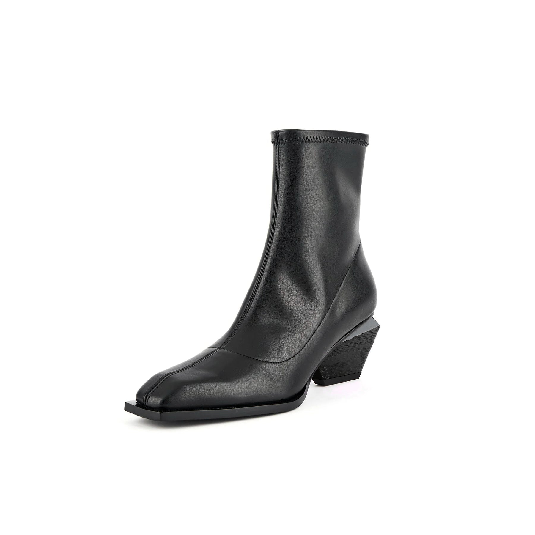 Black High Ankle Leather Boots