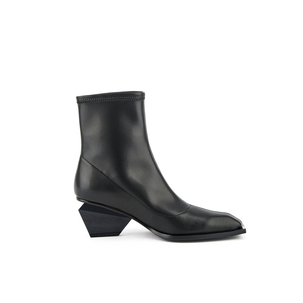 Black High Ankle Leather Boots
