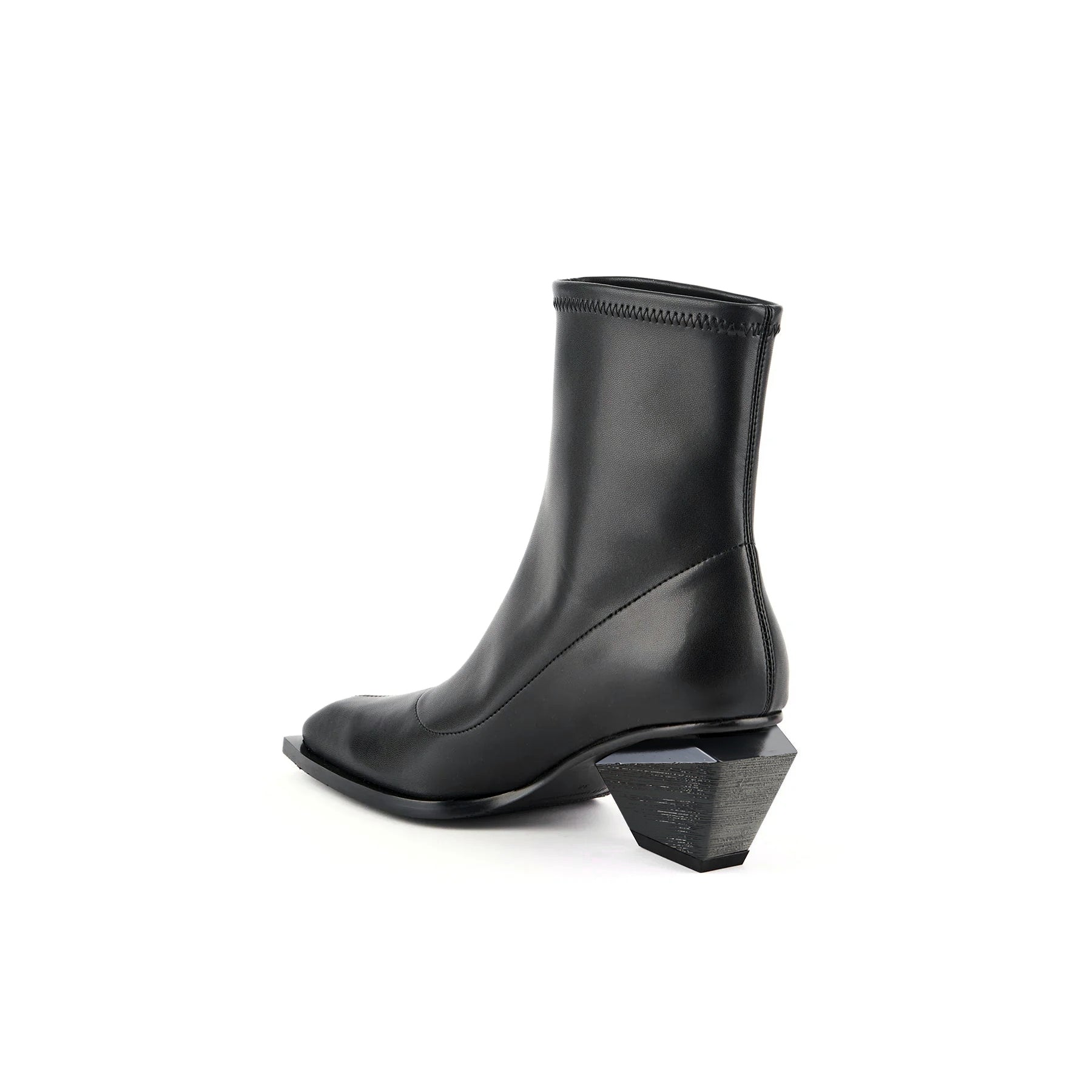 Black High Ankle Leather Boots