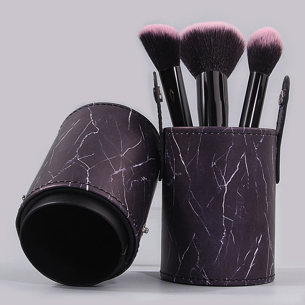 Light luxury style marble-patterned leather storage bucket,lipstick, eyeshadow,makeup brush bucket,portable stationery penholder