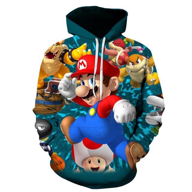 Classic Cartoon Mario Bros 3D Print Jacket Men/Women Casual Streetwear Hoodie Man Cute Clothes Sweat Pour Homme Harajuku