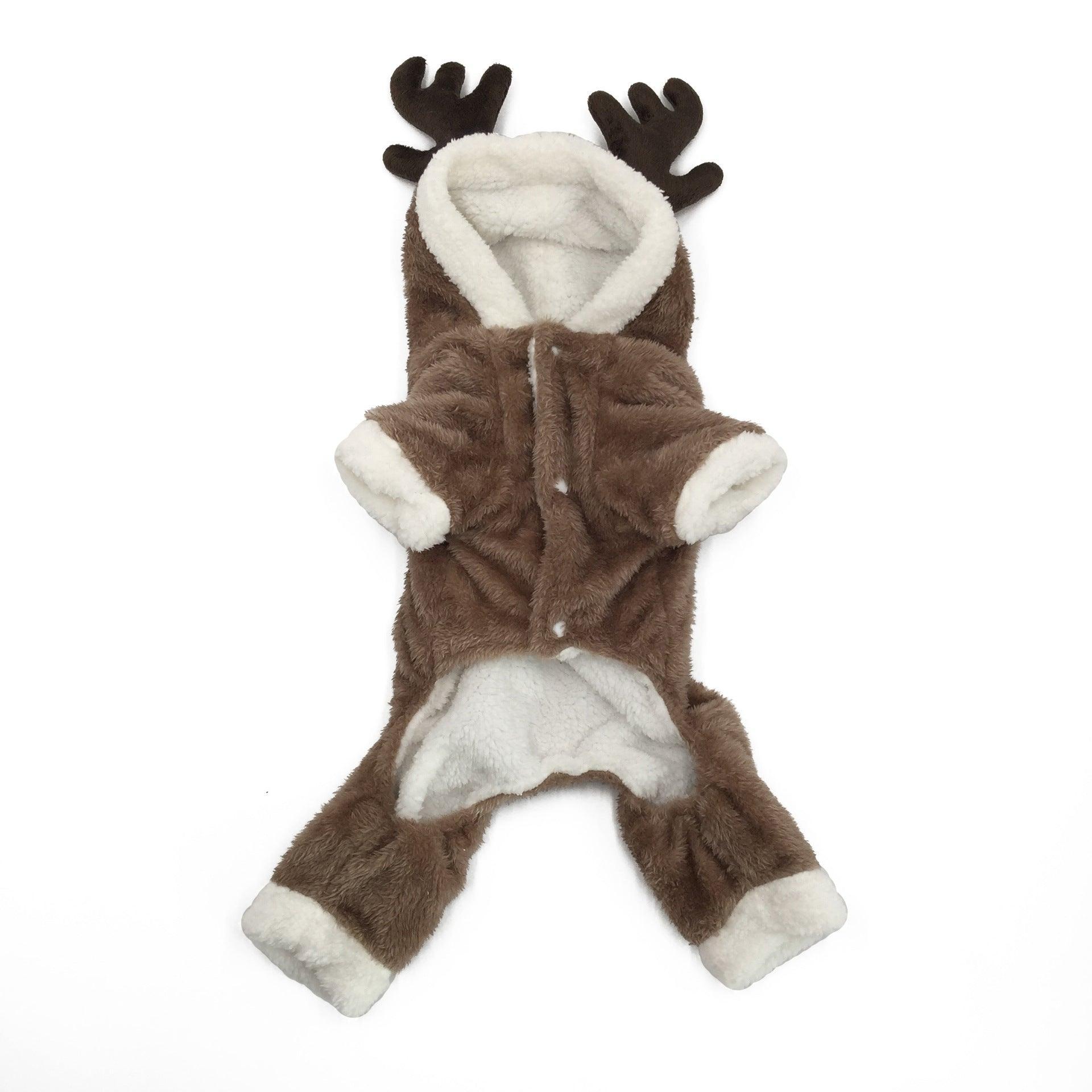 Cozy Coral Fleece Elk Christmas Dog Clothes
