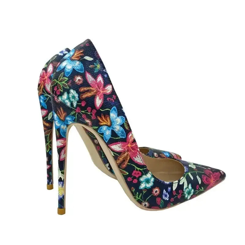 Embroidered Graffiti Stiletto High Heels Shoes