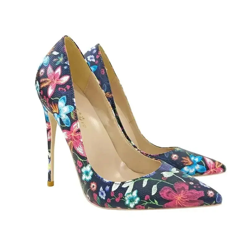 Embroidered Graffiti Stiletto High Heels Shoes