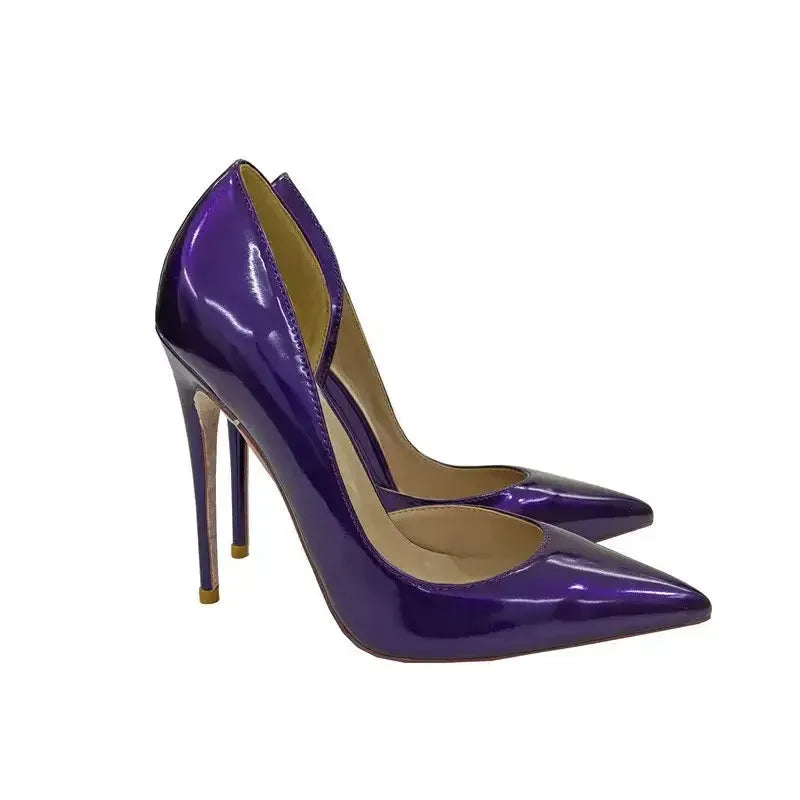 Lacquer Leather Side Air High Heels Stiletto Shoes