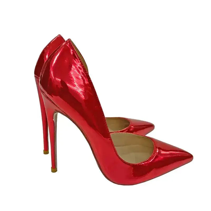 Lacquer Leather Side Air High Heels Stiletto Shoes