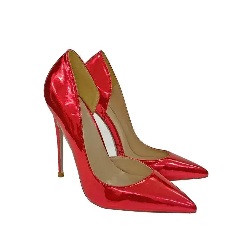 Lacquer Leather Side Air High Heels Stiletto Shoes