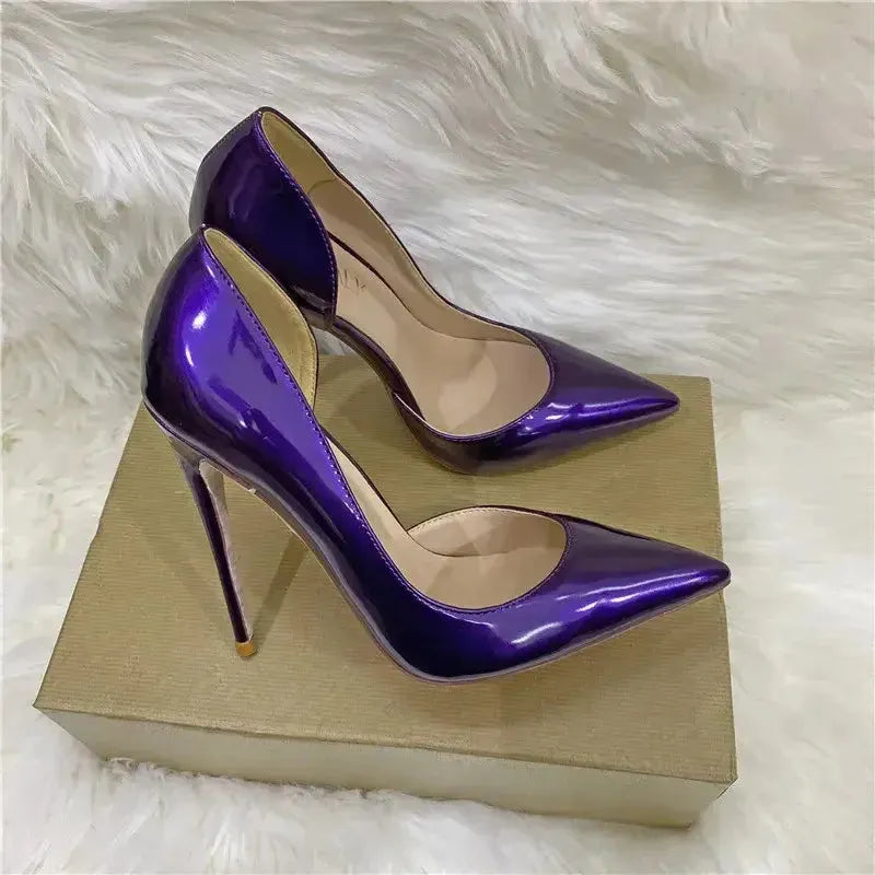 Lacquer Leather Side Air High Heels Stiletto Shoes