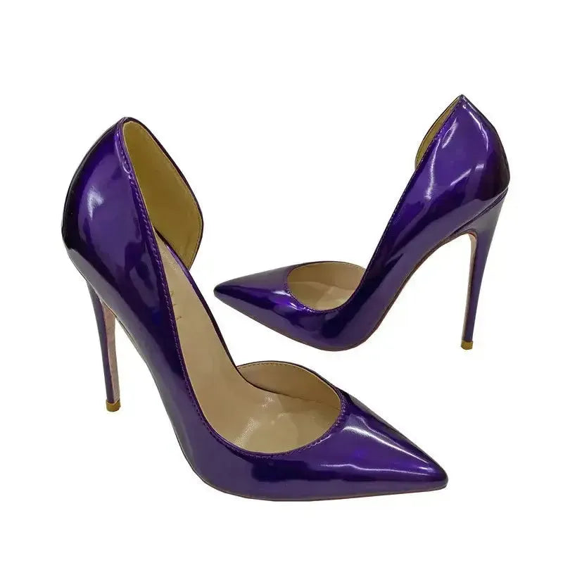Lacquer Leather Side Air High Heels Stiletto Shoes
