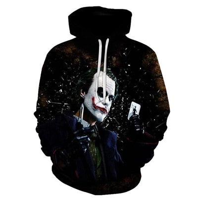 joker 3D Print Sweatshirt Hoodies Men and women Hip Hop Funny Autumn Streetwear Hoodies Sweatshirt For Couples Clothes