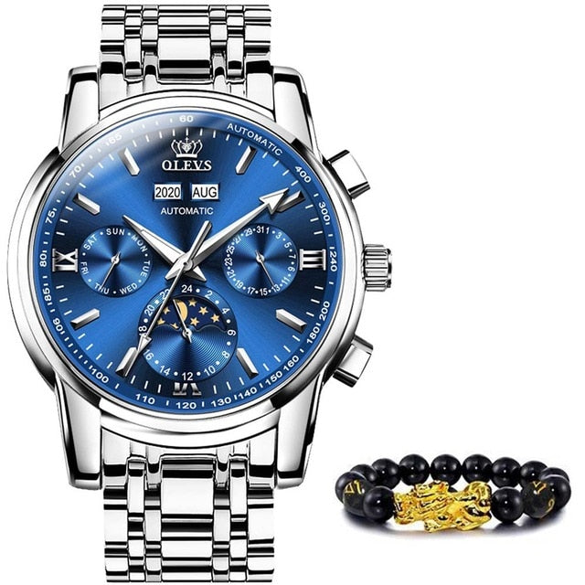 Luxury Men Watches Automatic Green Watch Men Stainless Steel Waterproof Business Sport Mechanical Wristwatch